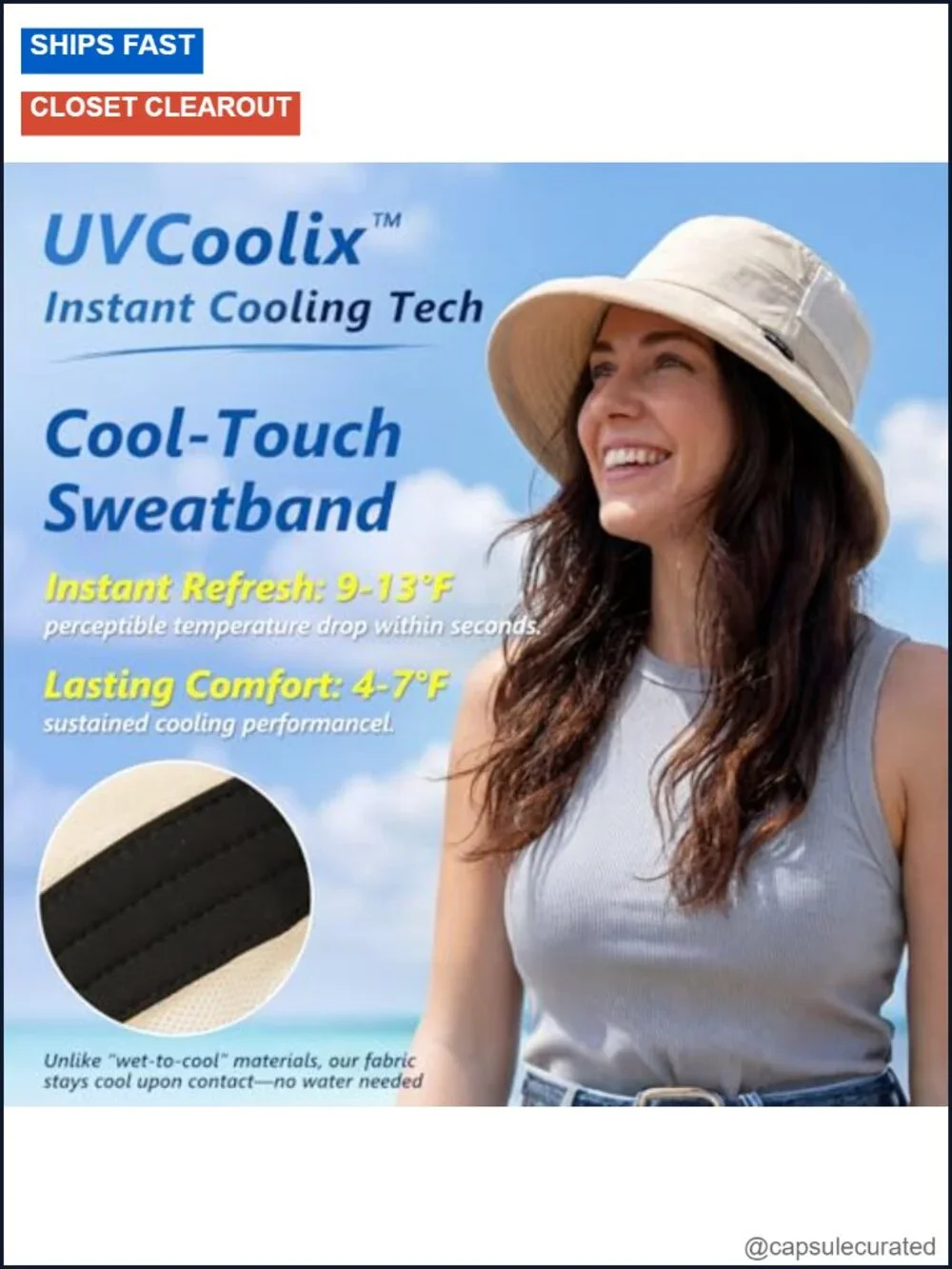 Women's Cooling Bucket Sun Hat UPF 50 Wide Brim Packable Ponytail Hole